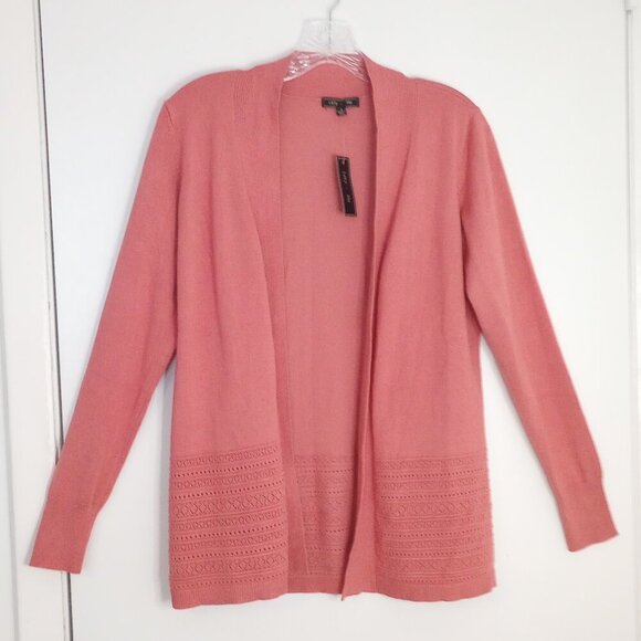 Lety & Me for Stitch Fix Victoria Pink Pointelle Open Front Cardigan - Picture 1 of 8